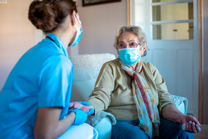 hca student in training with elderly lady