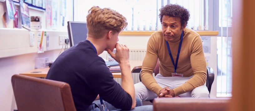 Mental Health Worker talking to a client.