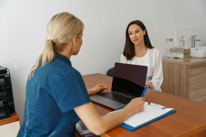 A medical office manager interviewing a new assistant
